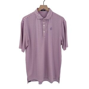 Turtleson Mens Large Performance Polo‎ Shirt Red White Blue Striped Golf